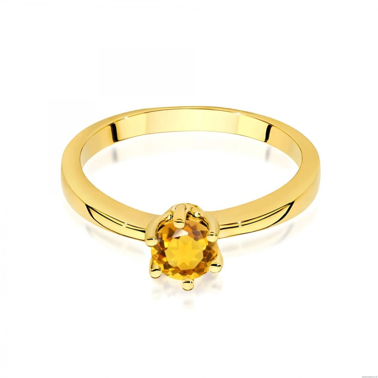 Pierścionek W0563 cytryn 0,50ct żółte złoto