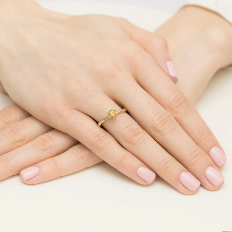Pierścionek W0563 cytryn 0,50ct żółte złoto