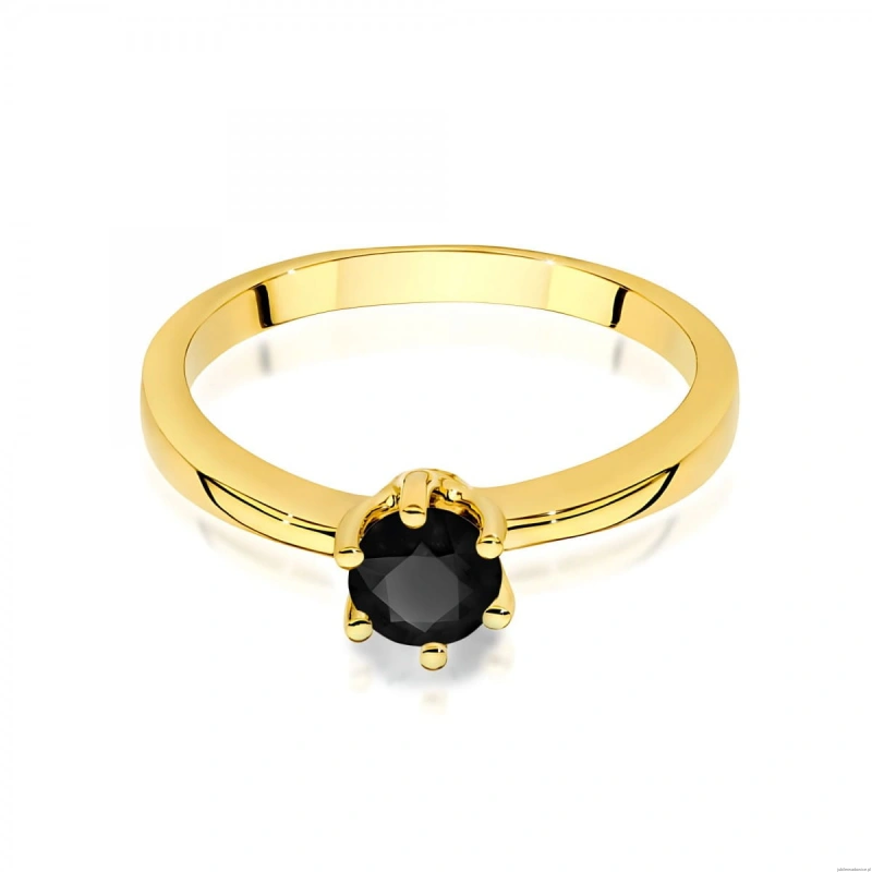 Pierścionek W0563 czarny diament 0,50ct żółte złoto