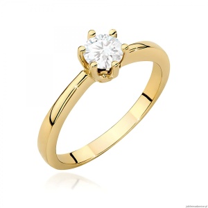 Pierścionek W0563 biały szafir 0,50ct żółte złoto