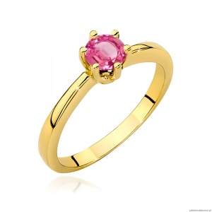 Pierścionek W0563 różowy topaz 0,60ct żółte złoto