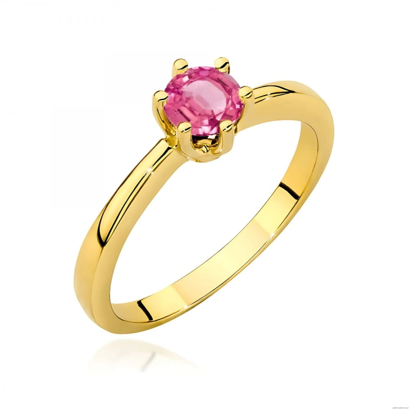 Pierścionek W0563 różowy topaz 0,60ct żółte złoto