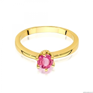 Pierścionek W0563 różowy topaz 0,60ct żółte złoto