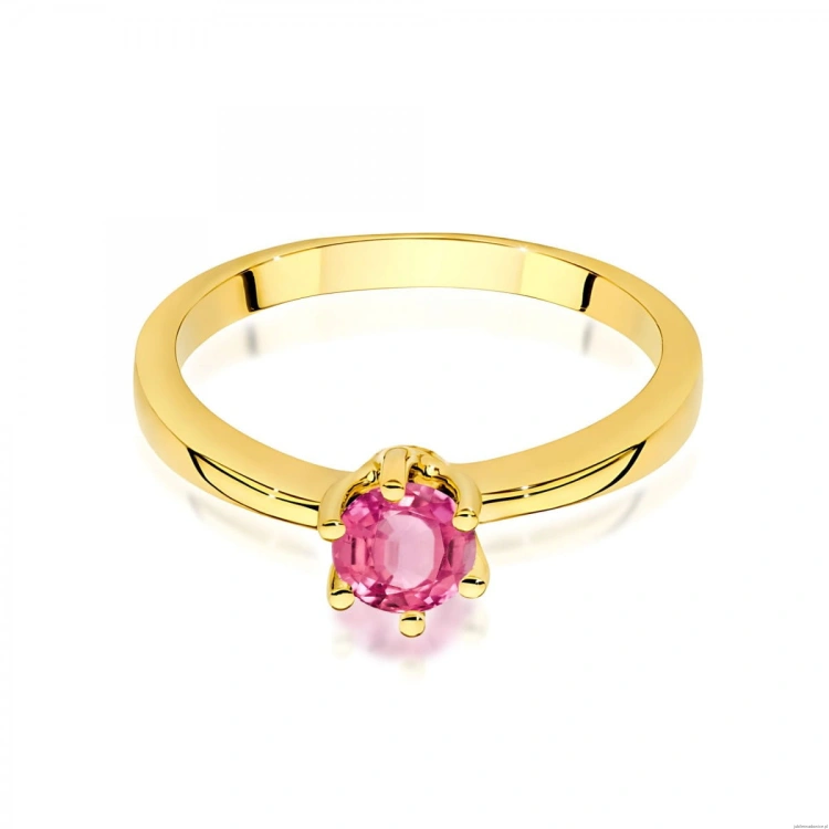 Pierścionek W0563 różowy topaz 0,60ct żółte złoto