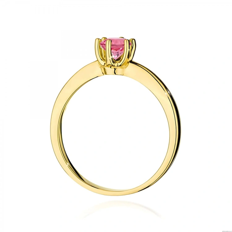 Pierścionek W0563 różowy topaz 0,60ct żółte złoto
