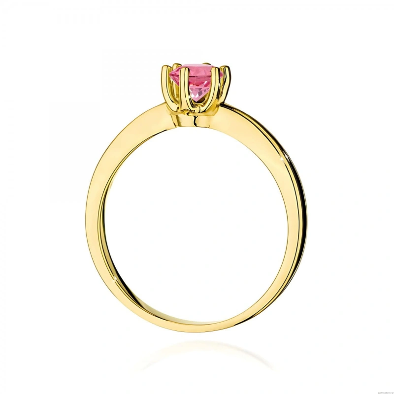 Pierścionek W0563 różowy topaz 0,60ct żółte złoto