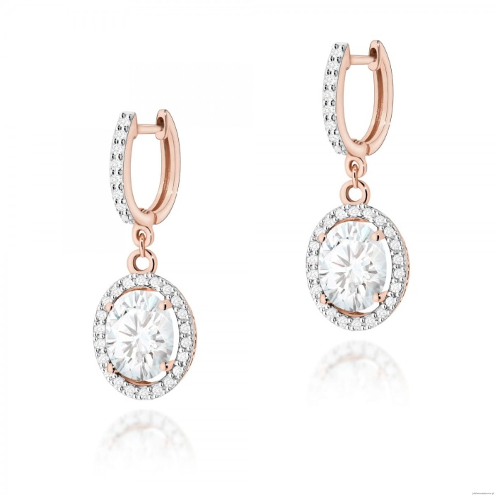 Kolczyki K0080 Diament Laboratoryjny 2 x 1,90ct różowe złoto