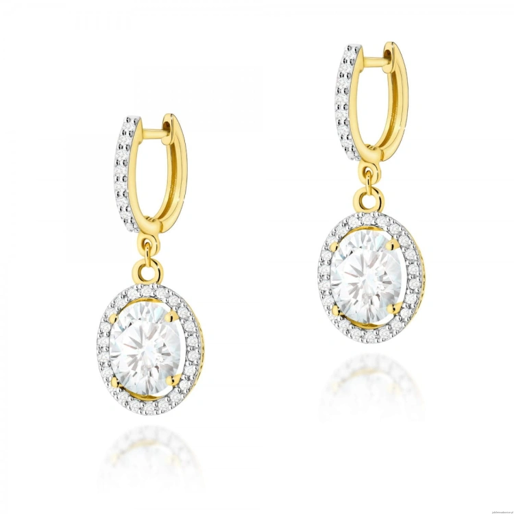 Kolczyki K0080 Diament Laboratoryjny 2 x 1,90ct żółte złoto