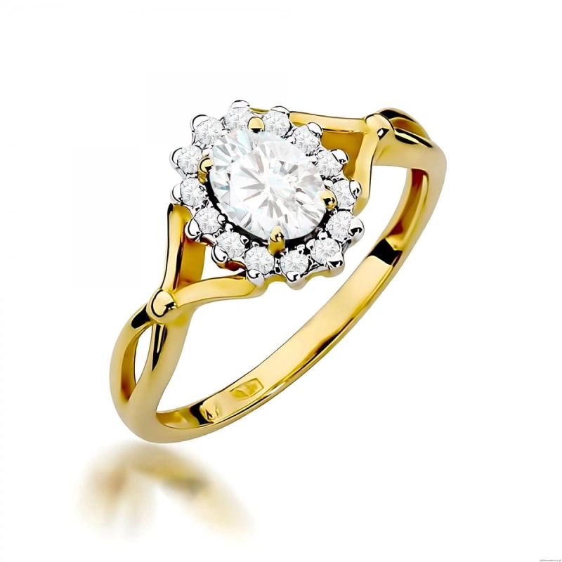 Pierścionek W0182 Diament laboratoryjny 0,40ct żólte złoto