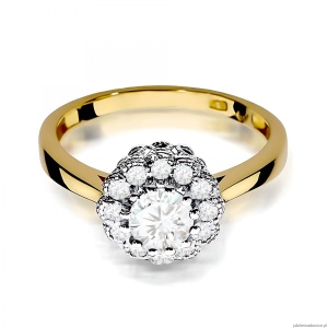 Pierścionek W0284 Diament laboratoryjny 0,50ct żółte złoto