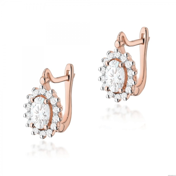 Kolczyki K0182 Diament Laboratoryjny  2 x 0,40ct różowe złoto