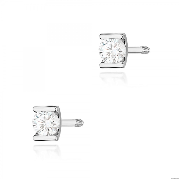 Kolczyki K0055 Diament 2 x 0,04ct białe złoto sztyft zakręcany