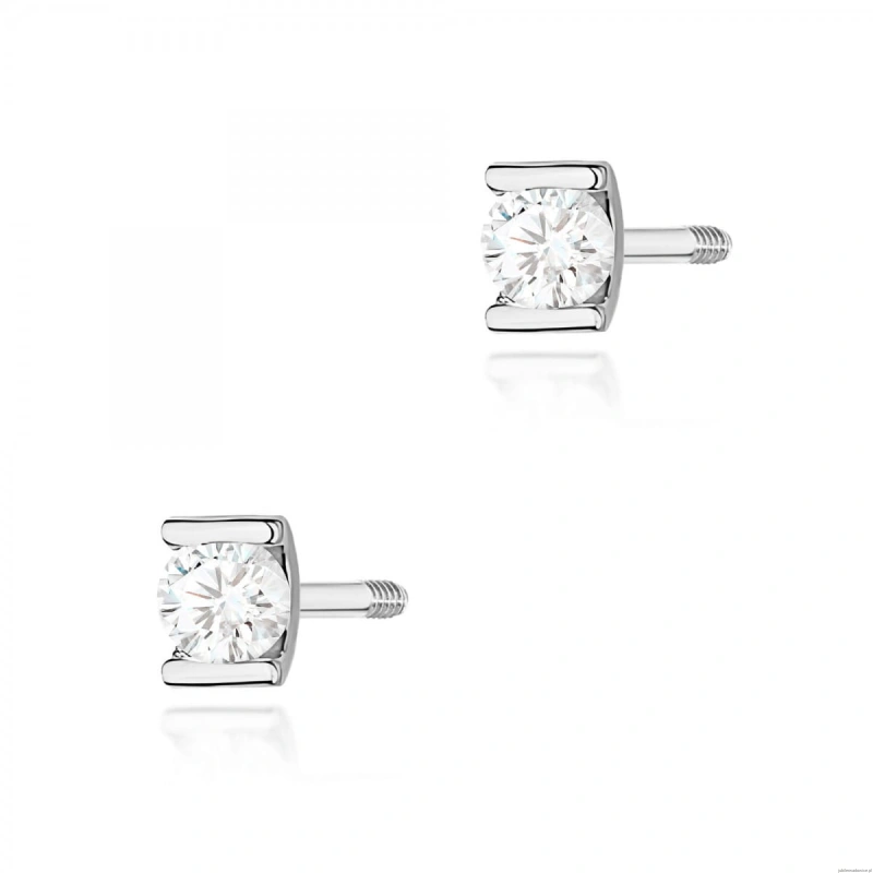 Kolczyki K0055 Diament 2 x 0,04ct białe złoto sztyft zakręcany
