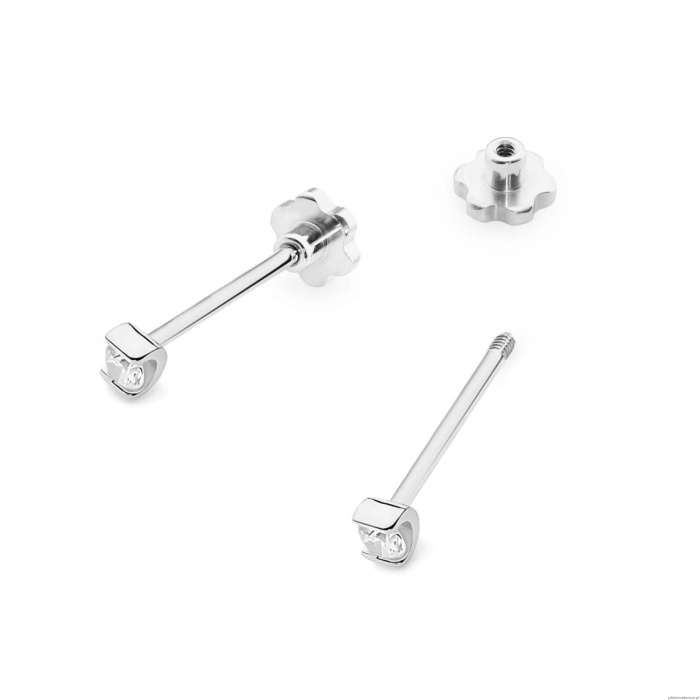 Kolczyki K0055 Diament 2 x 0,04ct białe złoto sztyft zakręcany