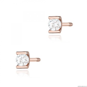Kolczyki K0055 Diament 2 x 0,04ct różowe złoto sztyft zakręcany