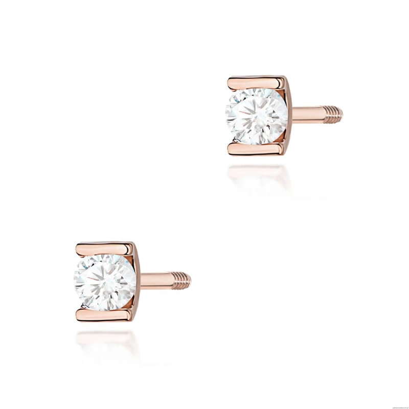 Kolczyki K0055 Diament 2 x 0,04ct różowe złoto sztyft zakręcany