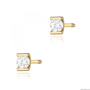 Kolczyki K0055 Diament 2 x 0,04ct żółte złoto sztyft zakręcany