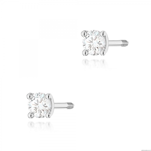 Kolczyki K0066 Diament 2 x 0,04ct białe złoto sztyft zakręcany