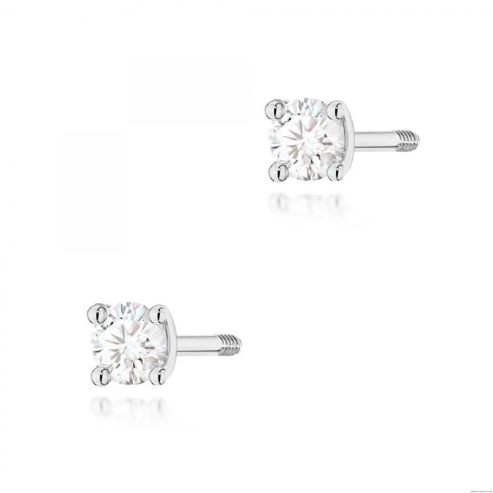Kolczyki K0066 Diament 2 x 0,04ct białe złoto sztyft zakręcany