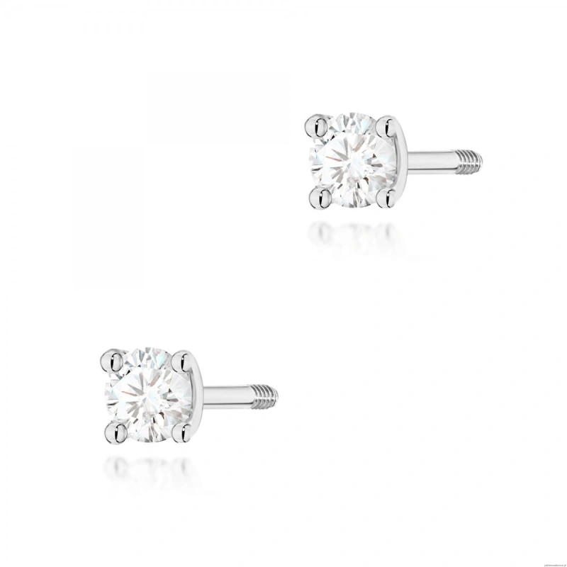 Kolczyki K0066 Diament 2 x 0,04ct białe złoto sztyft zakręcany