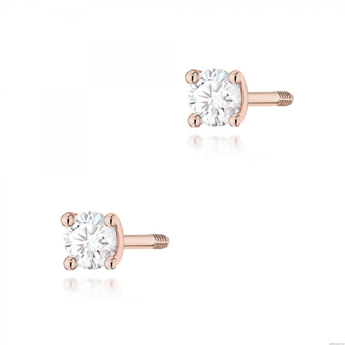 Kolczyki K0066 Diament 2 x 0,04ct różowe złoto sztyft zakręcany