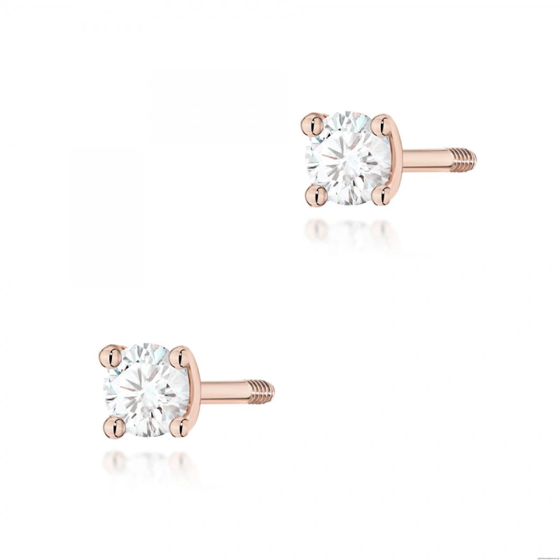 Kolczyki K0066 Diament 2 x 0,04ct różowe złoto sztyft zakręcany