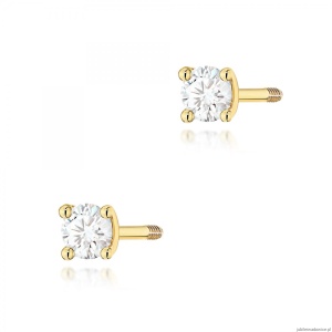 Kolczyki K0066 Diament 2 x 0,04ct żółte złoto sztyft zakręcany