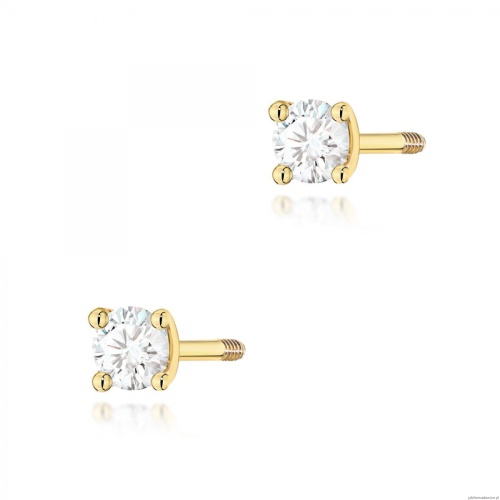 Kolczyki K0066 Diament 2 x 0,04ct żółte złoto sztyft zakręcany