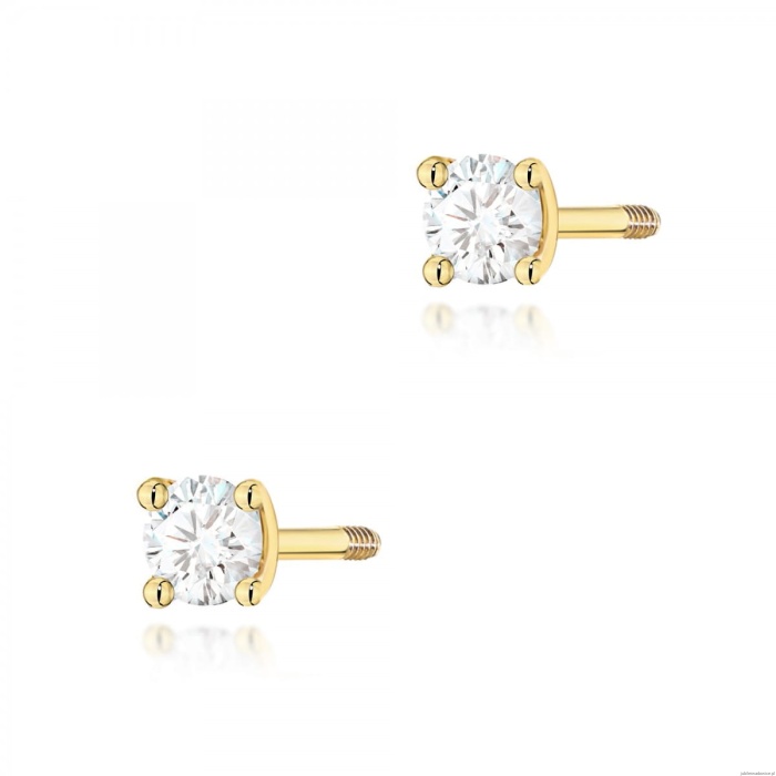 Kolczyki K0066 Diament 2 x 0,04ct żółte złoto sztyft zakręcany