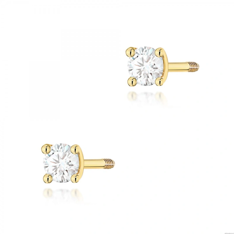 Kolczyki K0066 Diament 2 x 0,04ct żółte złoto sztyft zakręcany