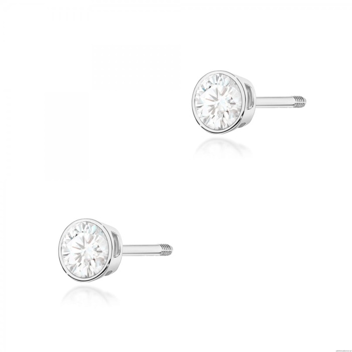 Kolczyki K0067 Diament 2 x 0,10ct białe złoto sztyft zakręcany