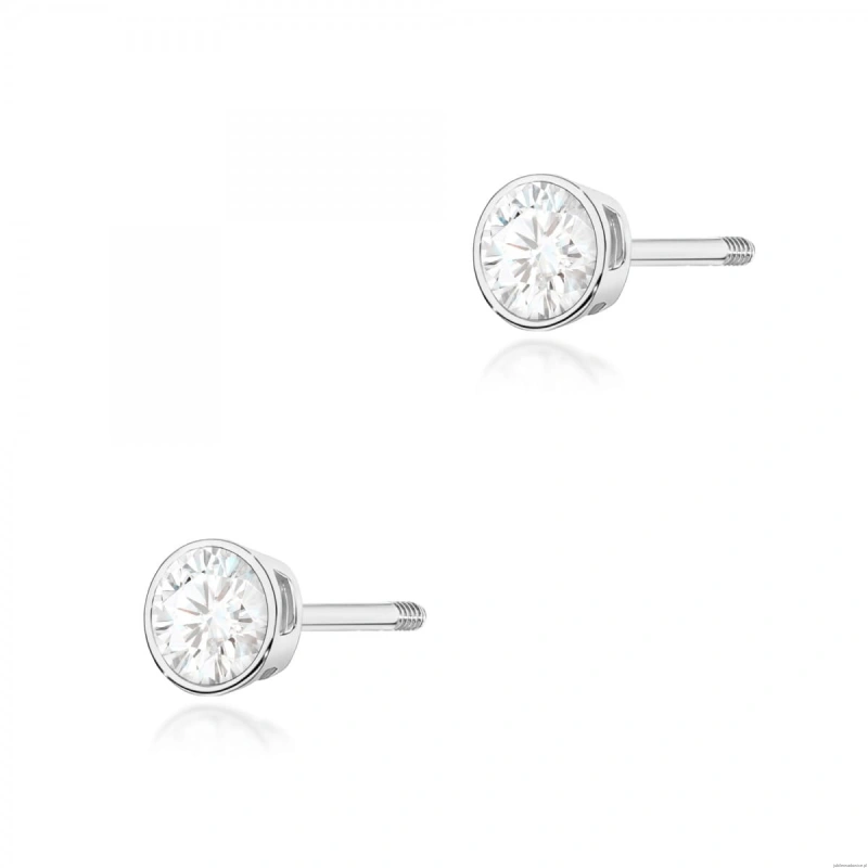 Kolczyki K0067 Diament 2 x 0,10ct białe złoto sztyft zakręcany