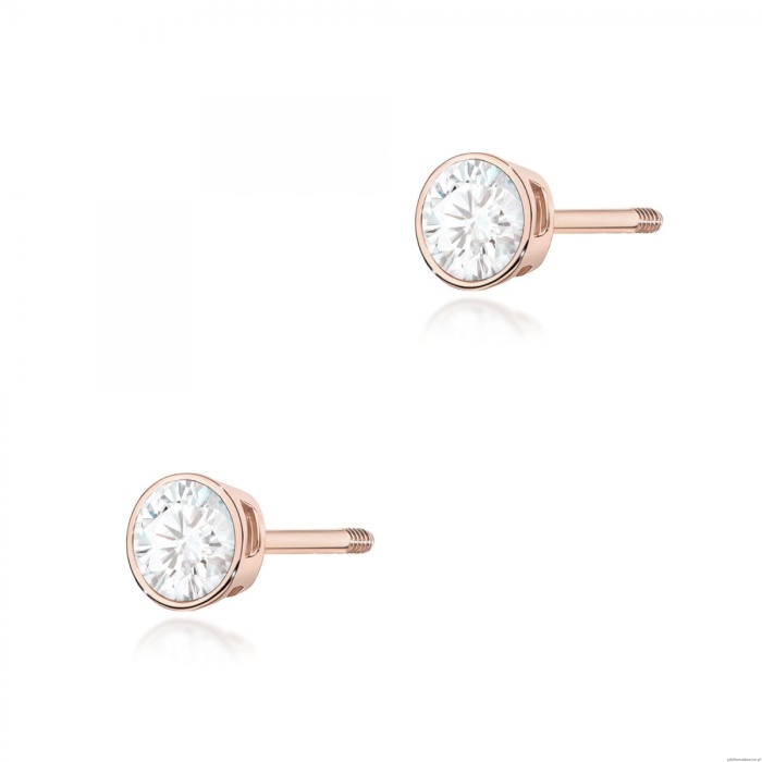 Kolczyki K0067 Diament 2 x 0,10ct różowe złoto sztyft zakręcany