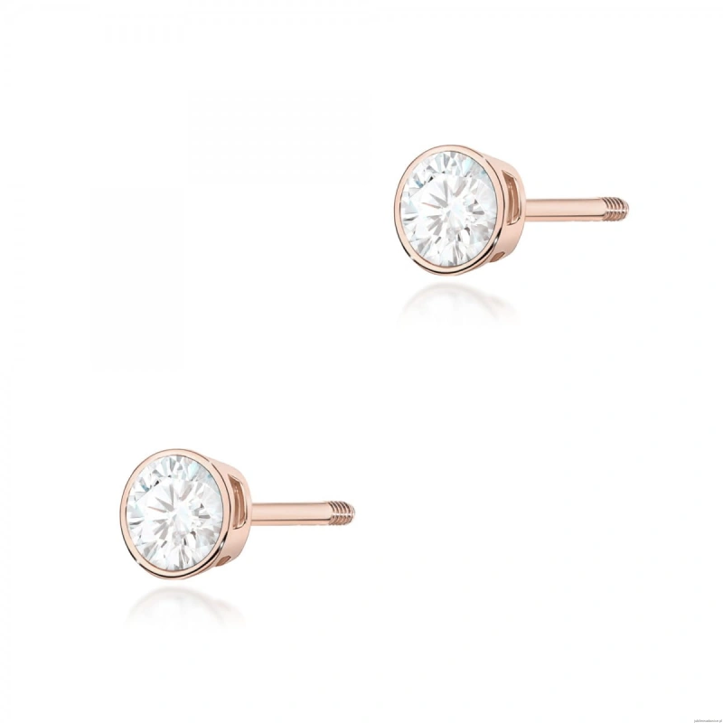 Kolczyki K0067 Diament 2 x 0,10ct różowe złoto sztyft zakręcany