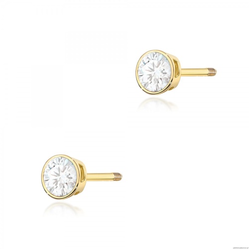 Kolczyki K0067 Diament 2 x 0,10ct żółte złoto sztyft zakręcany