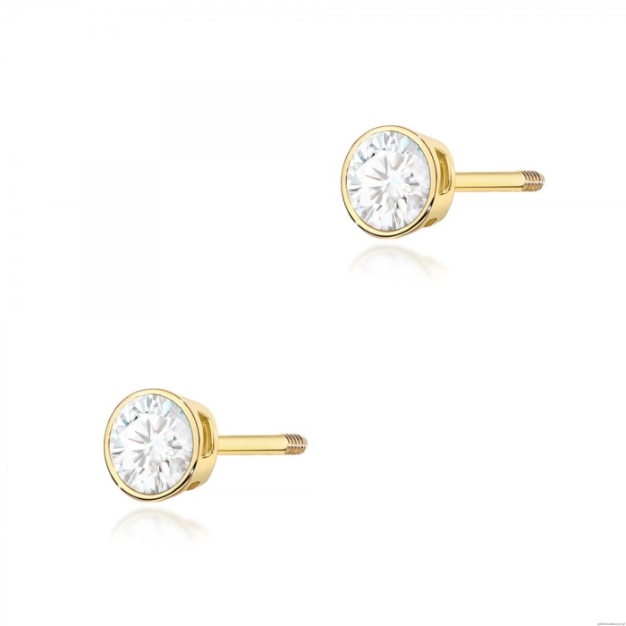 Kolczyki K0067 Diament 2 x 0,10ct żółte złoto sztyft zakręcany