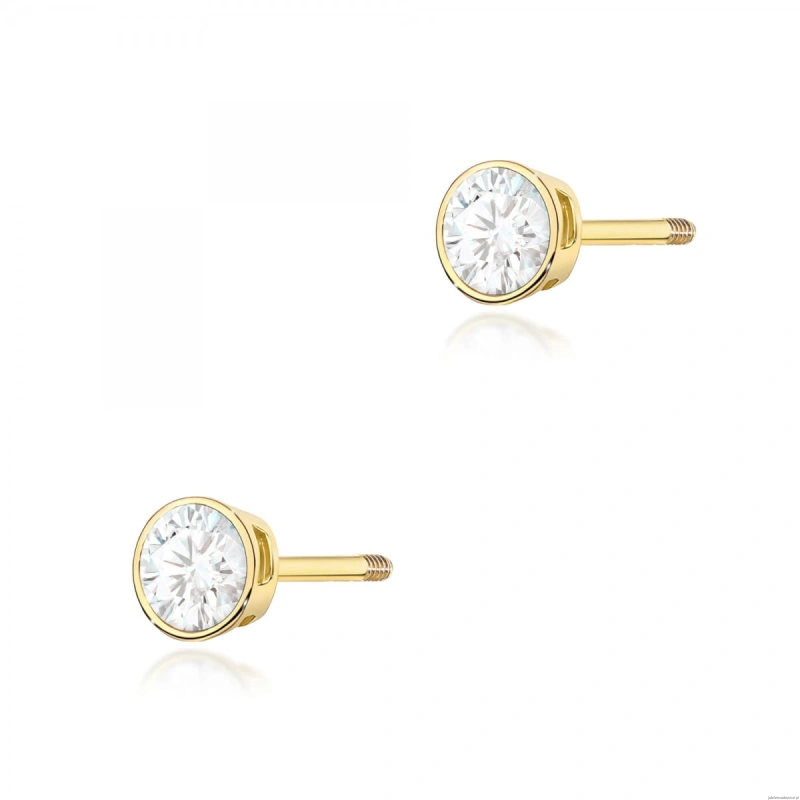 Kolczyki K0067 Diament 2 x 0,10ct żółte złoto sztyft zakręcany