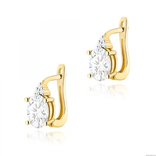 Kolczyki K0308 Diament Laboratoryjny 2 x 0,70ct żółte złoto