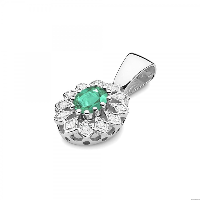 Zawieszka Z0354 Szmaragd 0,40ct białe złoto