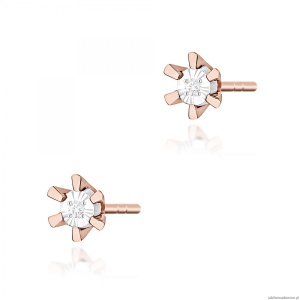 Kolczyki K0029 Diament 2 x 0,0086ct różowe złoto