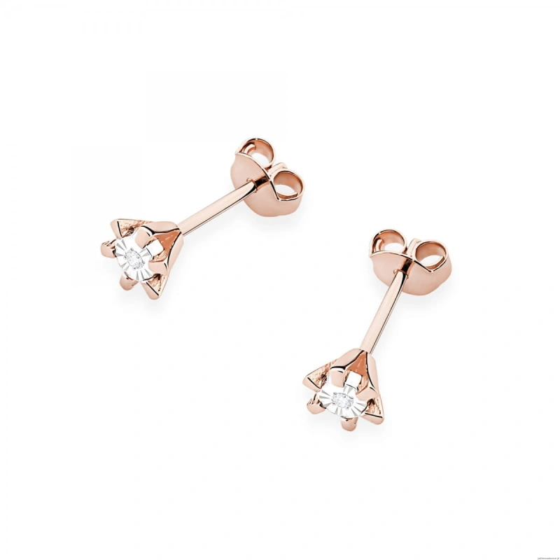 Kolczyki K0029 Diament 2 x 0,0086ct różowe złoto