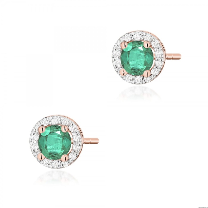 Kolczyki K0509 Szmaragd 2 x 0,50ct różowe złoto