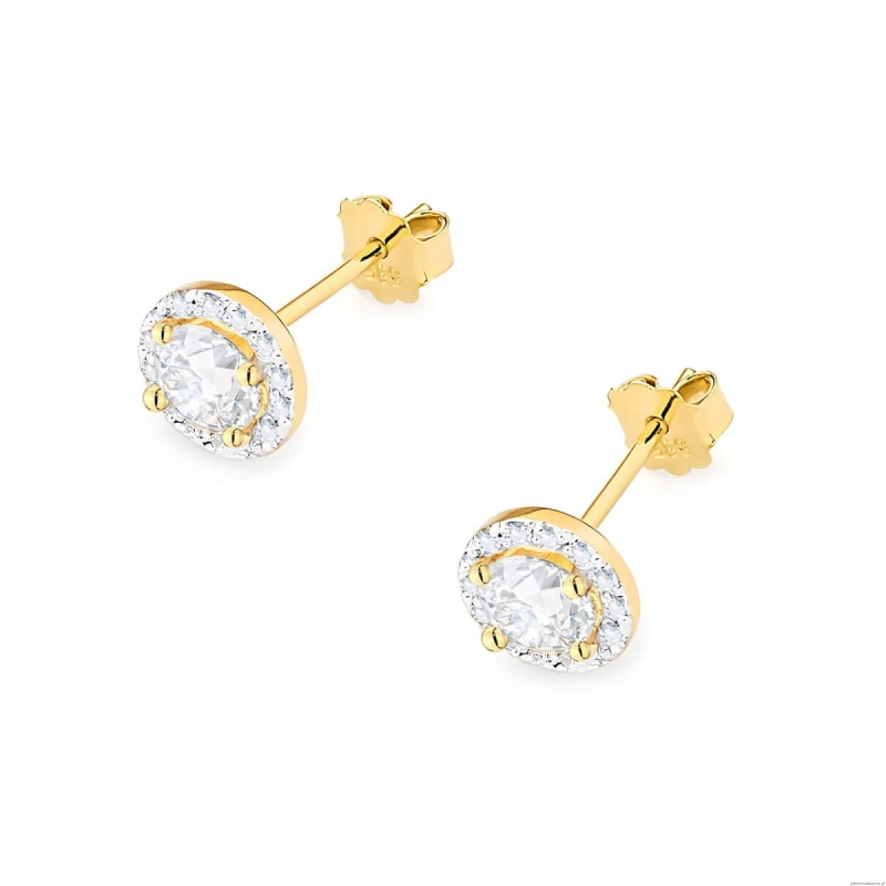 Kolczyki K0509 Biały Szafir 2 x 0,60ct żółte złoto