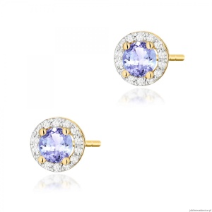 Kolczyki K0509 Tanzanit 2 x 0,50ct żółte złoto