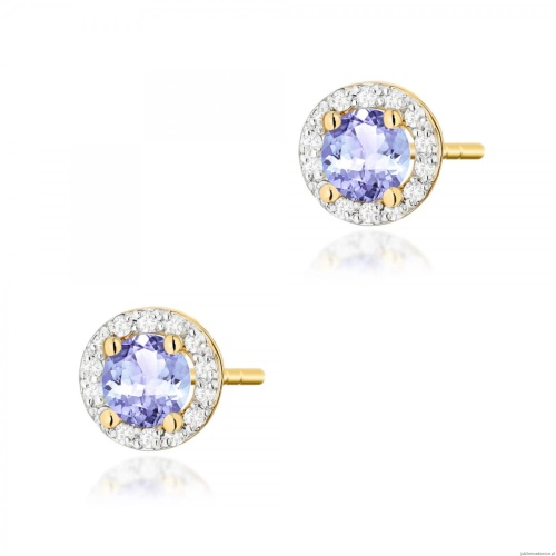Kolczyki K0509 Tanzanit 2 x 0,50ct żółte złoto
