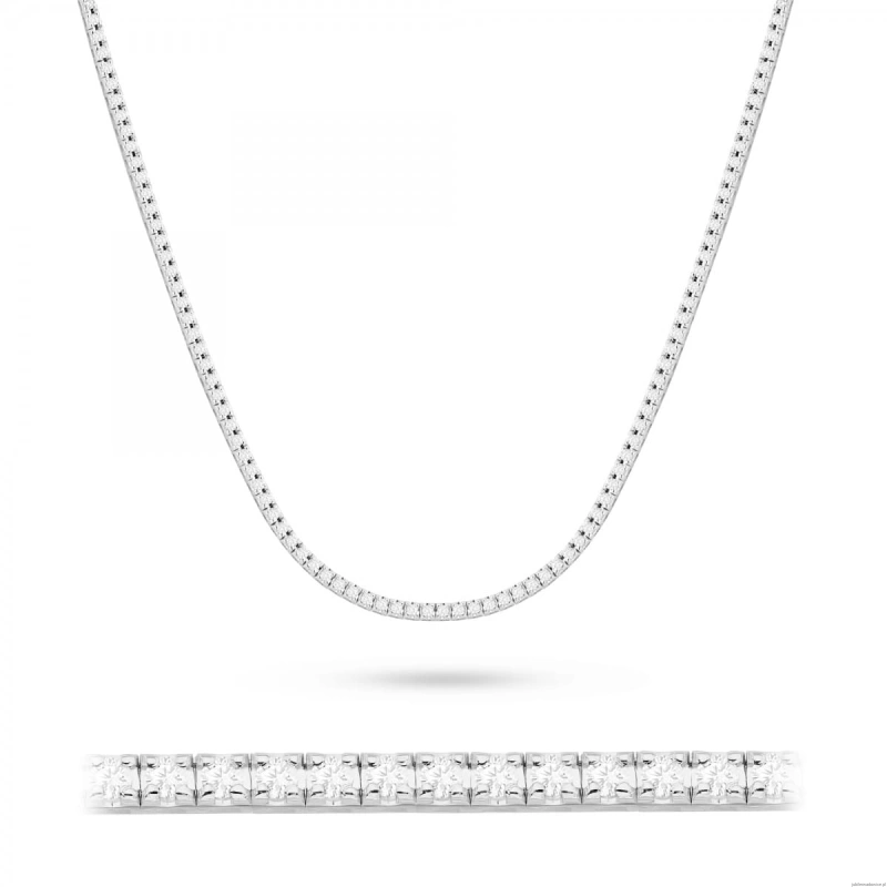 Naszyjnik N0076 z diamentami laboratoryjnymi białe złoto