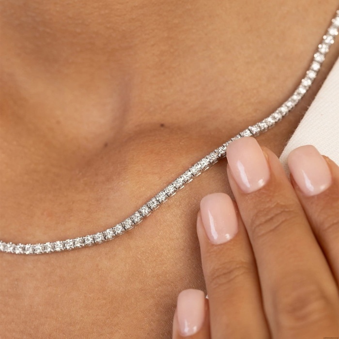 Naszyjnik N0076 z diamentami laboratoryjnymi białe złoto