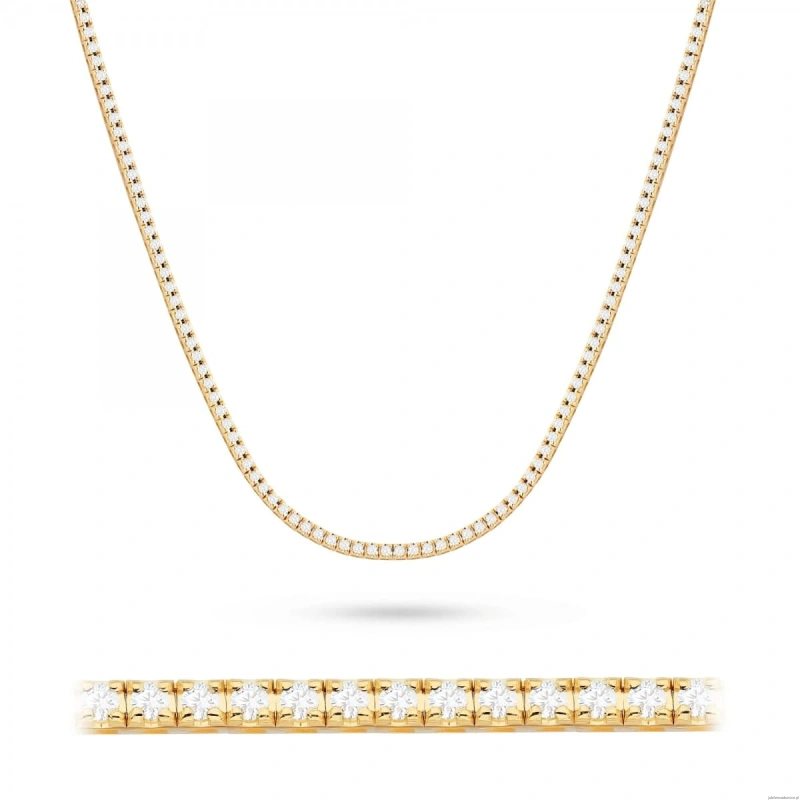 Naszyjnik N0076 z diamentami laboratoryjnymi żółte złoto