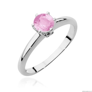 Pierścionek W557 Różowy Topaz 0,60ct białe złoto