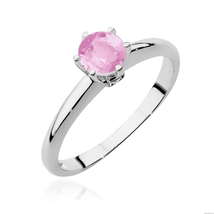 Pierścionek W557 Różowy Topaz 0,60ct białe złoto
